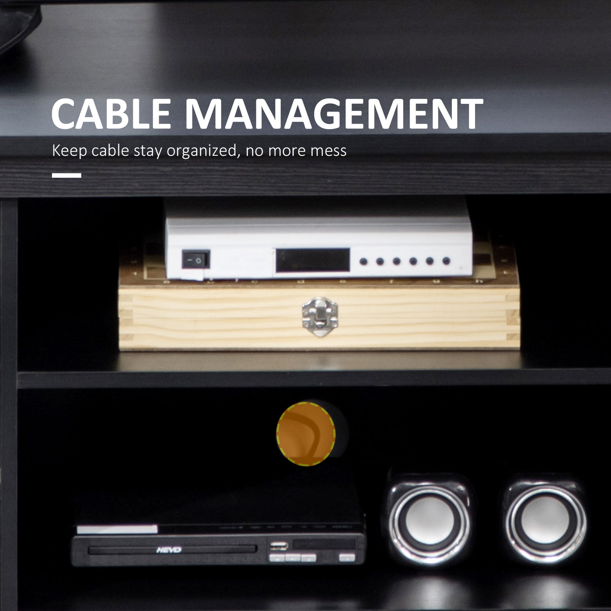 TV Stand for TVs up to 55 Inches, TV Cabinet with Adjustable Shelves and Cable Holes, TV Bench for Living Room, Black