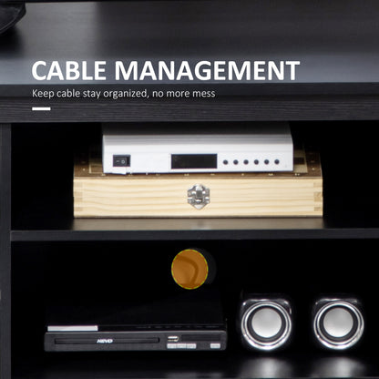 TV Stand for TVs up to 55 Inches, TV Cabinet with Adjustable Shelves and Cable Holes, TV Bench for Living Room, Black