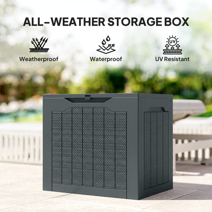 28 Gallon Deck Box, Resin Outdoor Storage Box with Handles, Waterproof and UV Resistant Storage Container