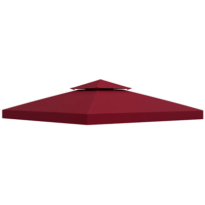 10' x 10' Square 2-Tier Gazebo Canopy Replacement Top Cover Outdoor Garden Sun Shade, Wine Red