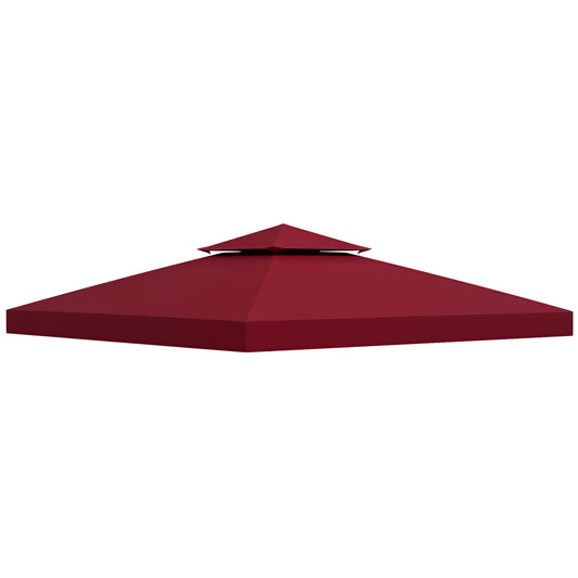10' x 10' Square 2-Tier Gazebo Canopy Replacement Top Cover Outdoor Garden Sun Shade, Wine Red