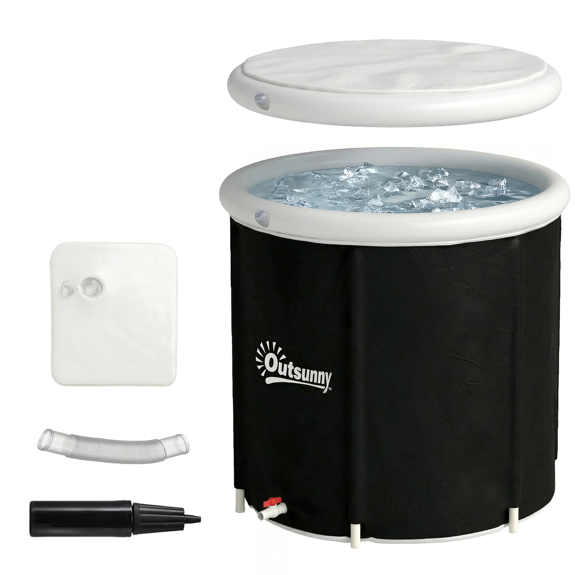 Ice Bath Tub for Athletes, 71 Gal Cold Plunge Tub with Cover, Pump, Portable Multiple Layered Inflatable Ice Barrel
