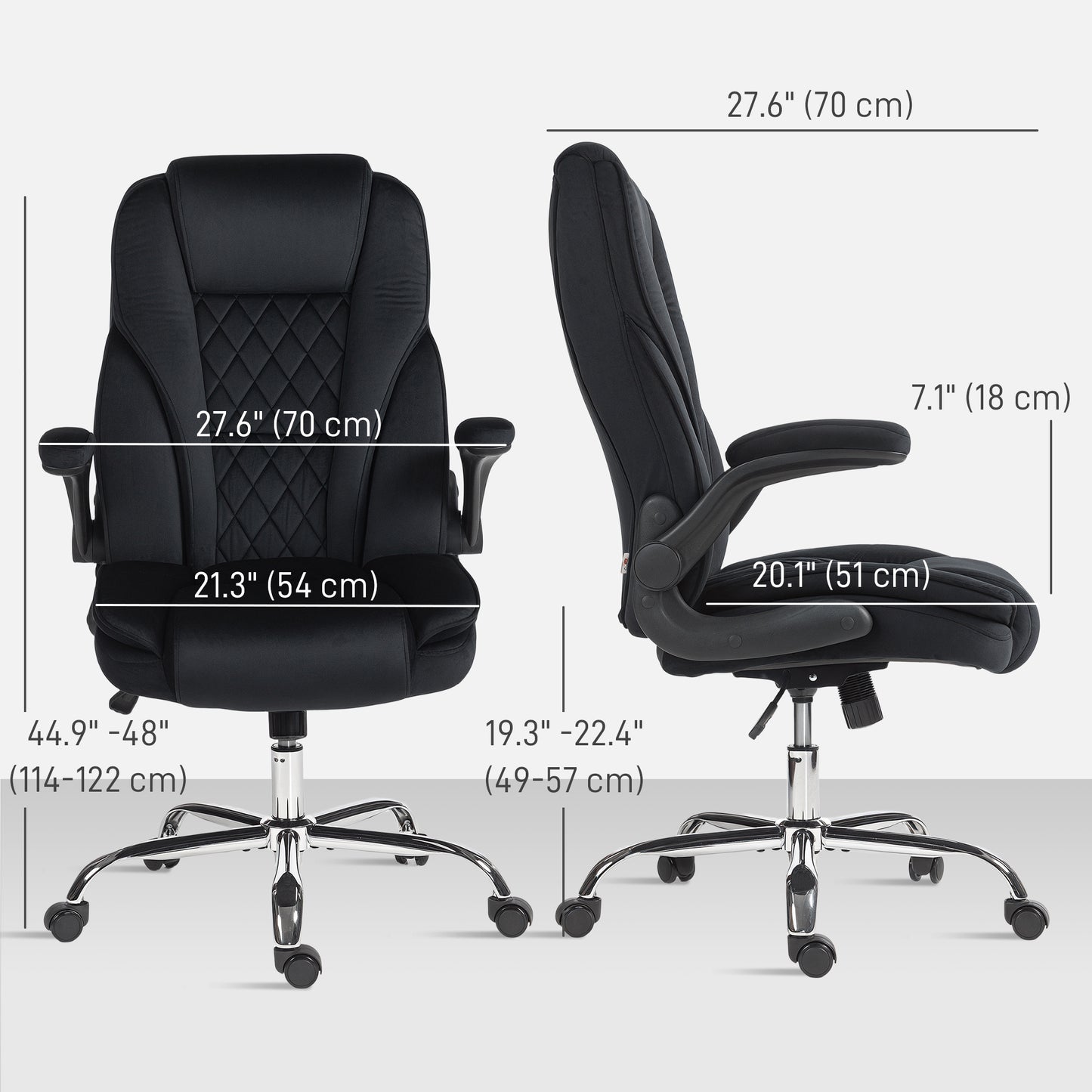 Executive Office Chair, Desk Chair with Flip-up Armrest, Diamond Fabric Computer Chair for Home Office, Black