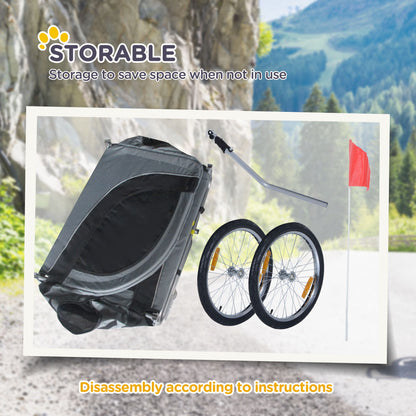 Dog Bike Trailer, Pet Cart, Bicycle Wagon, Travel Cargo, Carrier Attachment with Hitch, Foldable for Travelling, for Small Medium Dogs, Grey