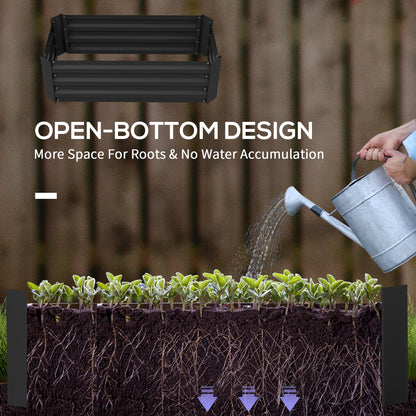 Set of 2 Raised Garden Bed, Steel Elevated Planter Box for Flowers, Herbs, Succulents, 39"x20"x12", Black