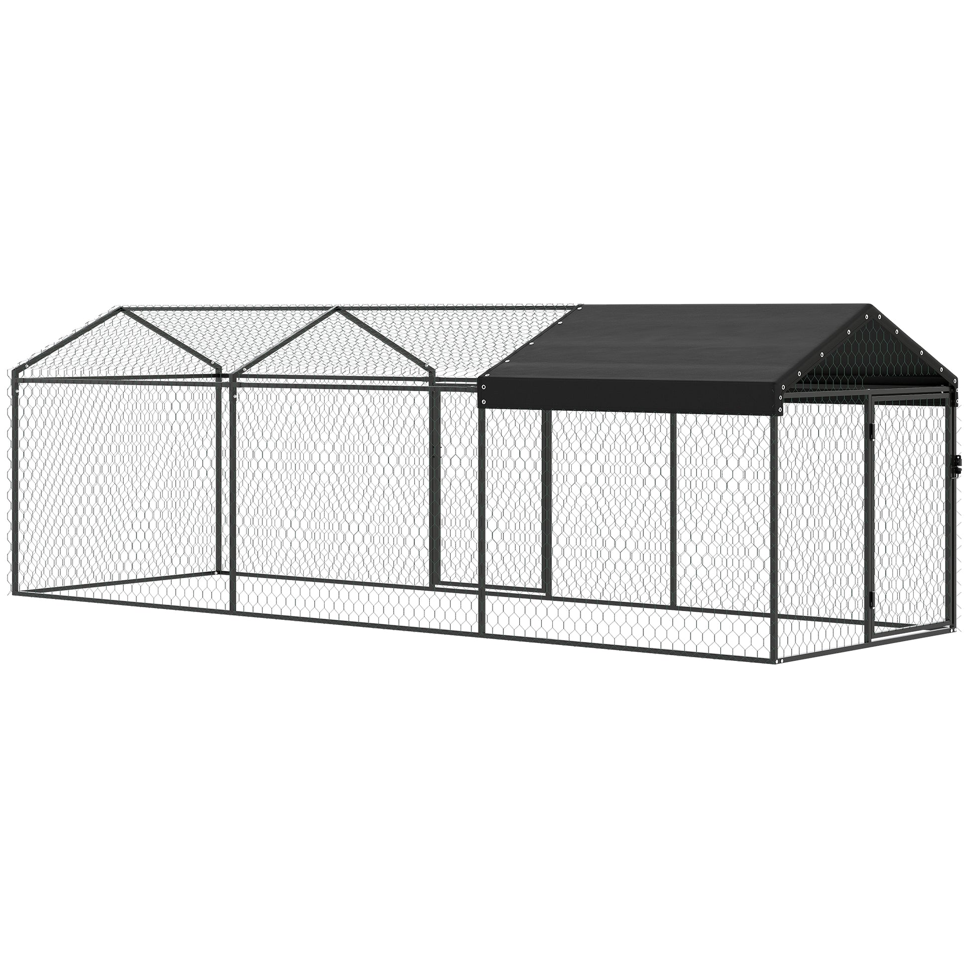 Large Metal Chicken Coop, Chicken Run with Waterproof & Anti-UV Cover for 3-5 Poultry, Outdoor Poultry Cage Rabbit Hutch