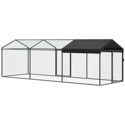 Large Metal Chicken Coop, Chicken Run with Waterproof & Anti-UV Cover for 3-5 Poultry, Outdoor Poultry Cage Rabbit Hutch