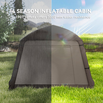 Inflatable Camping Tent, 1-2 Person Glamping Tent with Hand Pump, Blow Up Tent with Doors, Carry Bag, Khaki and Brown