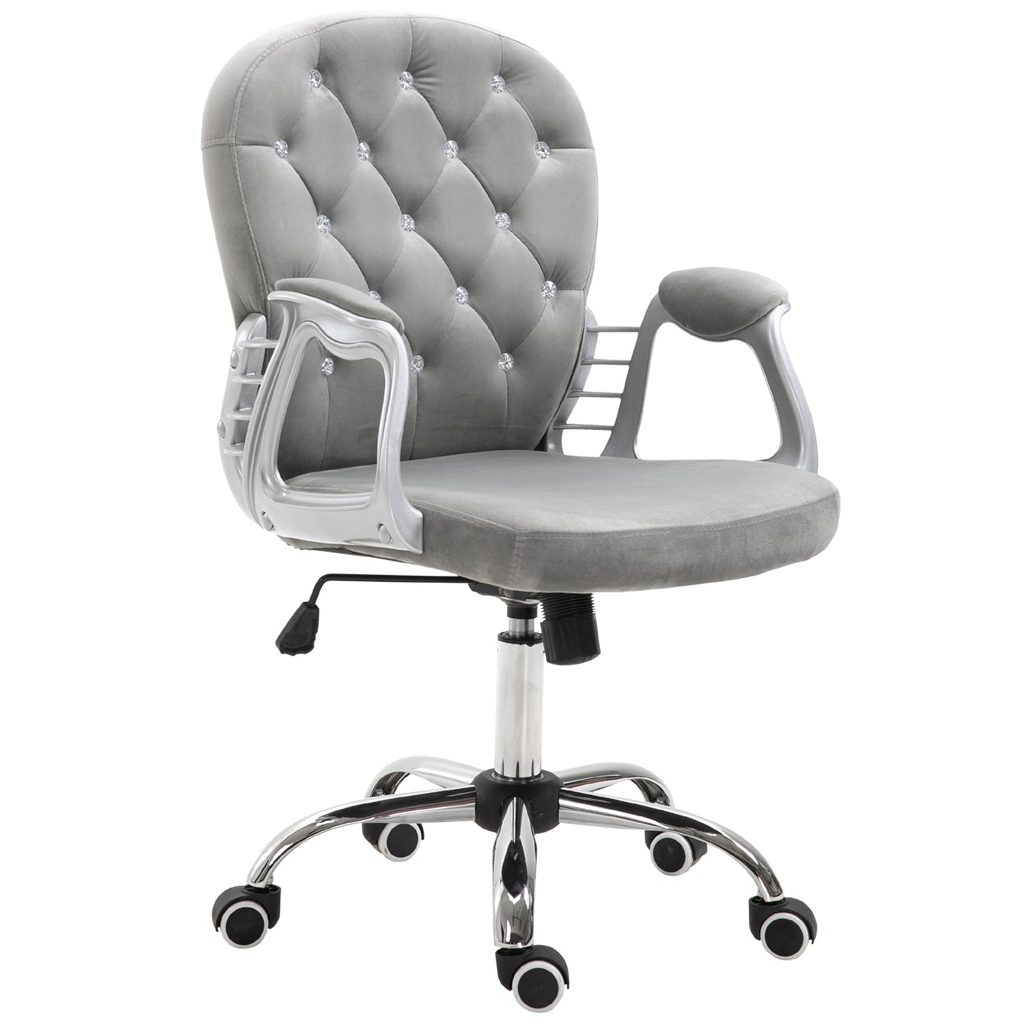 Office Chair, Comfortable Computer Desk Chair with Padded Seat and Adjustable Height, Tufted Back, Grey