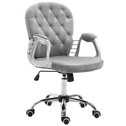 Office Chair, Comfortable Computer Desk Chair with Padded Seat and Adjustable Height, Tufted Back, Grey