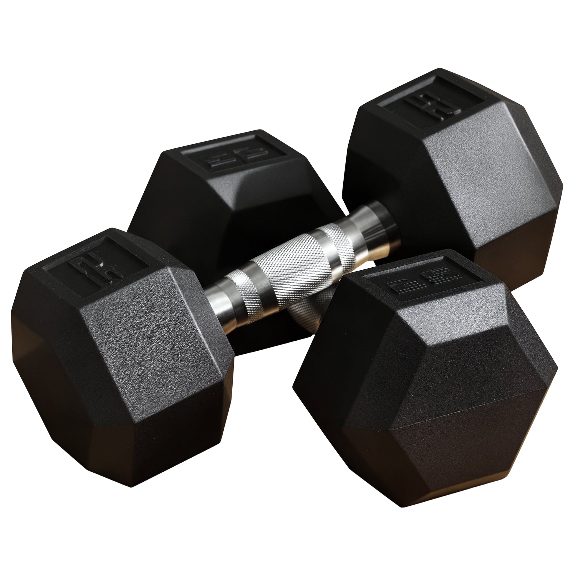 Soozier 2 x 25lbs Rubber Dumbbells Weight Set, Dumbbell Hand Weight for Body Fitness Training for Home Office Gym, Black