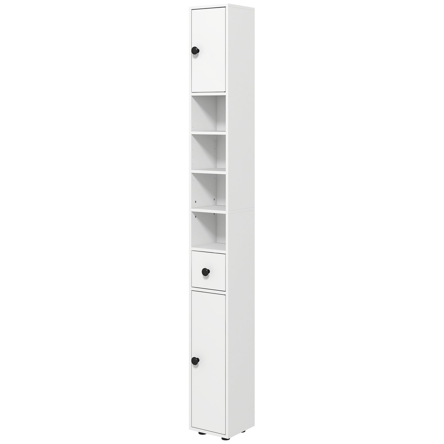 71" Tall Bathroom Storage Cabinet, Narrow Bathroom Cabinet with Open Shelves, 2 Door Cabinets, Adjustable Shelves, for Kitchen, Hallway, Living Room, White