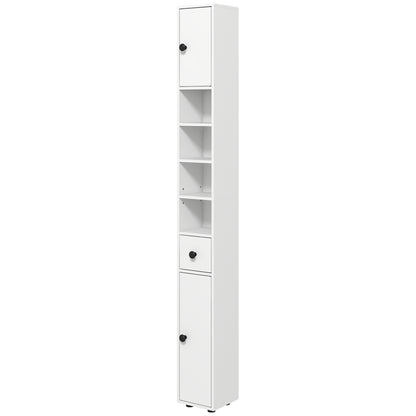71" Tall Bathroom Storage Cabinet, Narrow Bathroom Cabinet with Open Shelves, 2 Door Cabinets, Adjustable Shelves, for Kitchen, Hallway, Living Room, White