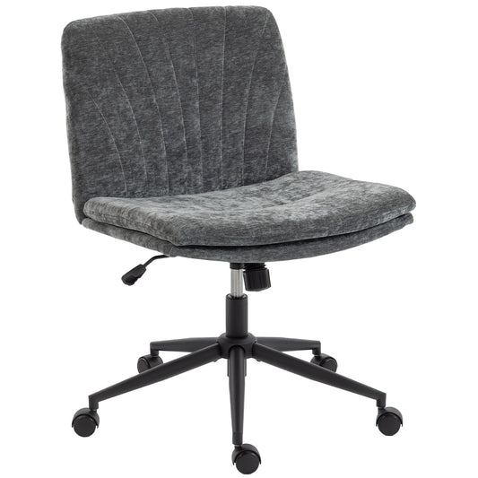 Criss Cross Chair with Wheels, Wide Office Chair with No Arms, Adjustable Height, Tilting, Grey