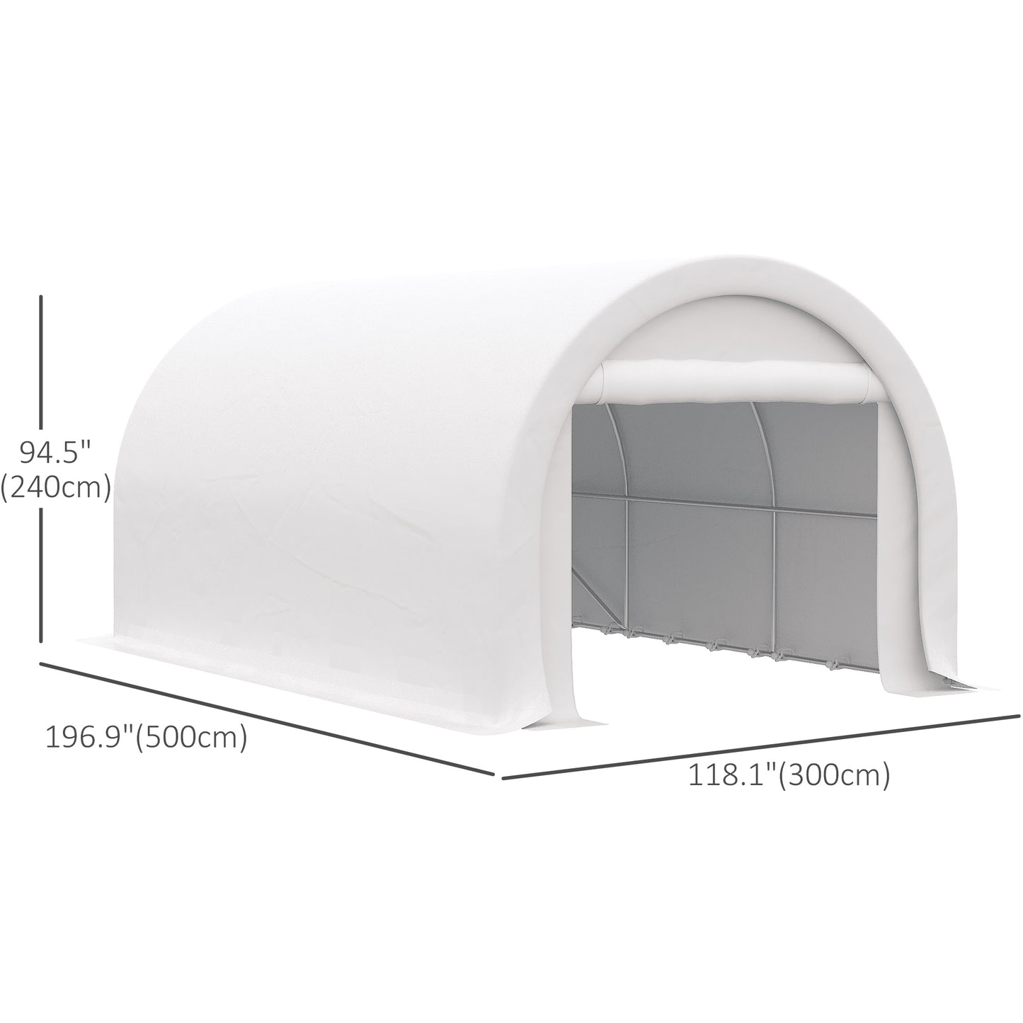 10' x 16' Heavy Duty Portable Carport Tent with Zippered Door, PE Cover for Car, Boat, Motorcycle, Bike, White