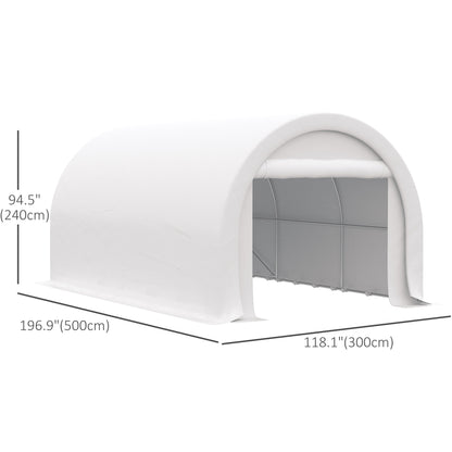 10' x 16' Heavy Duty Portable Carport Tent with Zippered Door, PE Cover for Car, Boat, Motorcycle, Bike, White