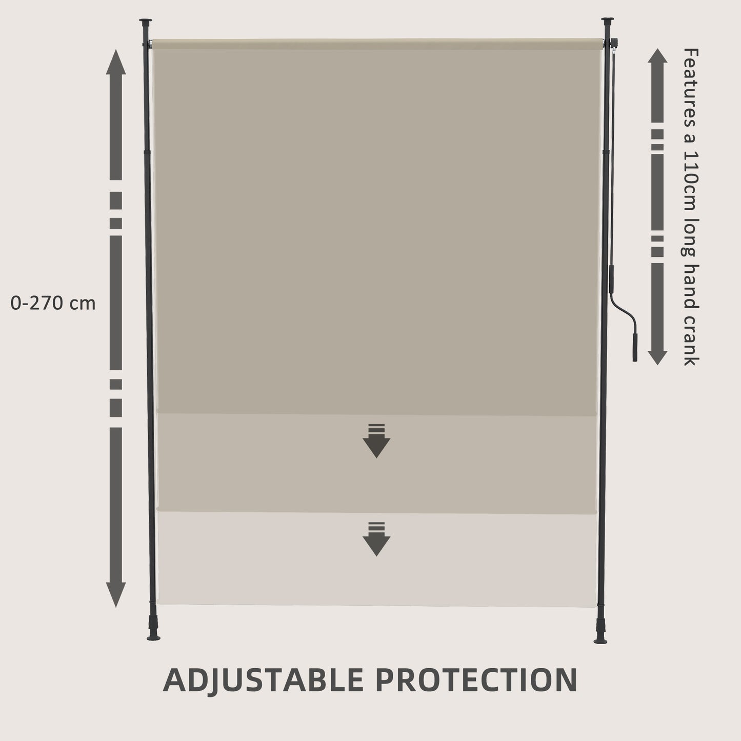 7' x 10' Retractable Patio Awning, Manual Outdoor Privacy Screen with UPF40+ & Water-Resistant Fabric, Beige