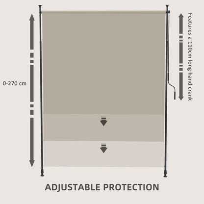 7' x 10' Retractable Patio Awning, Manual Outdoor Privacy Screen with UPF40+ & Water-Resistant Fabric, Beige