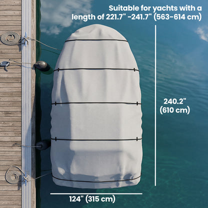 19-20 Ft Trailer Boat Cover, 3000mm Waterproof Universal Boat Cover with Quick-Fasten Buckles, Light Grey