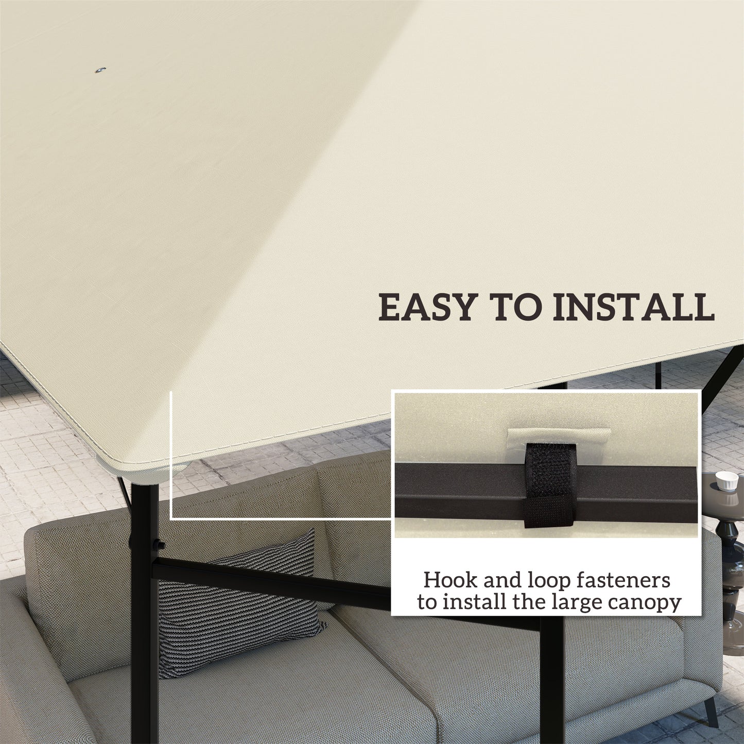 10' x 10' Gazebo Canopy Replacement Cover, Garden Gazebo Roof Replacement, UPF30+, TOP COVER ONLY, Cream White