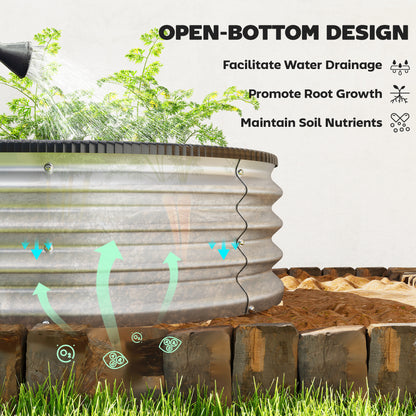 Galvanized Raised Garden Bed, 4 x 3 x 1 ft Modular Metal Garden Beds with Rubber Strip Edging, Silver