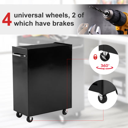 5-Drawer Rolling Tool Cabinet on Wheels, Lockable Tool Chest, Tool Organizer for Garage, Factory and Workshop, Black