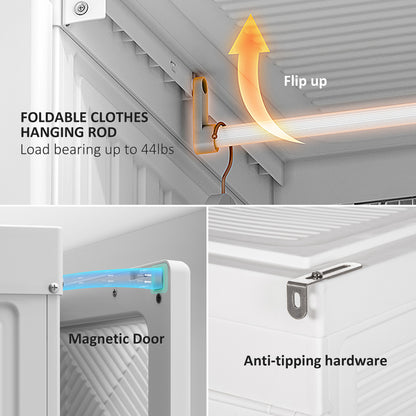 Portable Wardrobe Closet, Folding Bedroom Wardrobe, Clothes Storage Organizer with 8 Cube Compartments, White