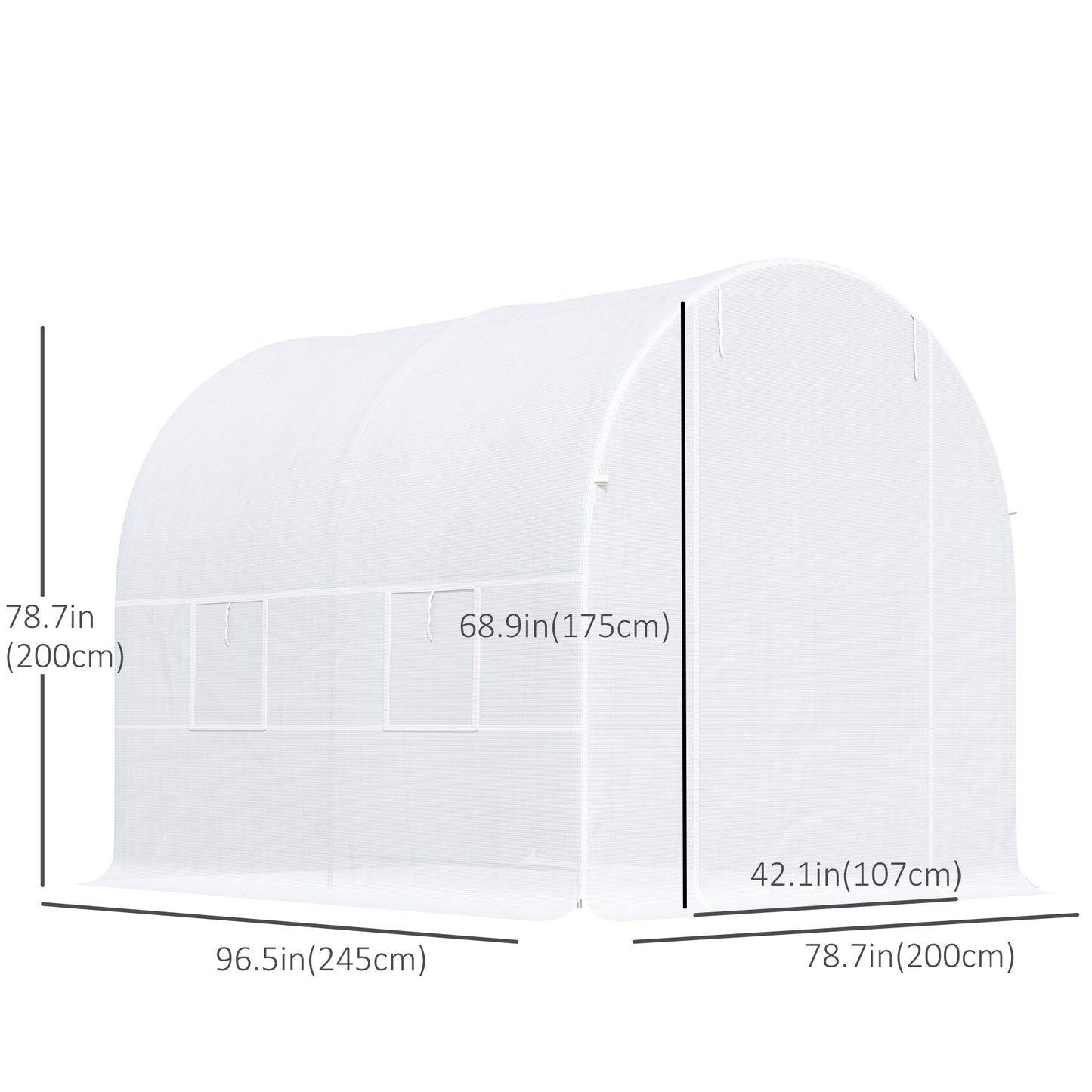 8.2x6.6x6.6ft Walk-in Tunnel Greenhouse Portable Garden Plant Growing Warm House with Door and Ventilation Window, White