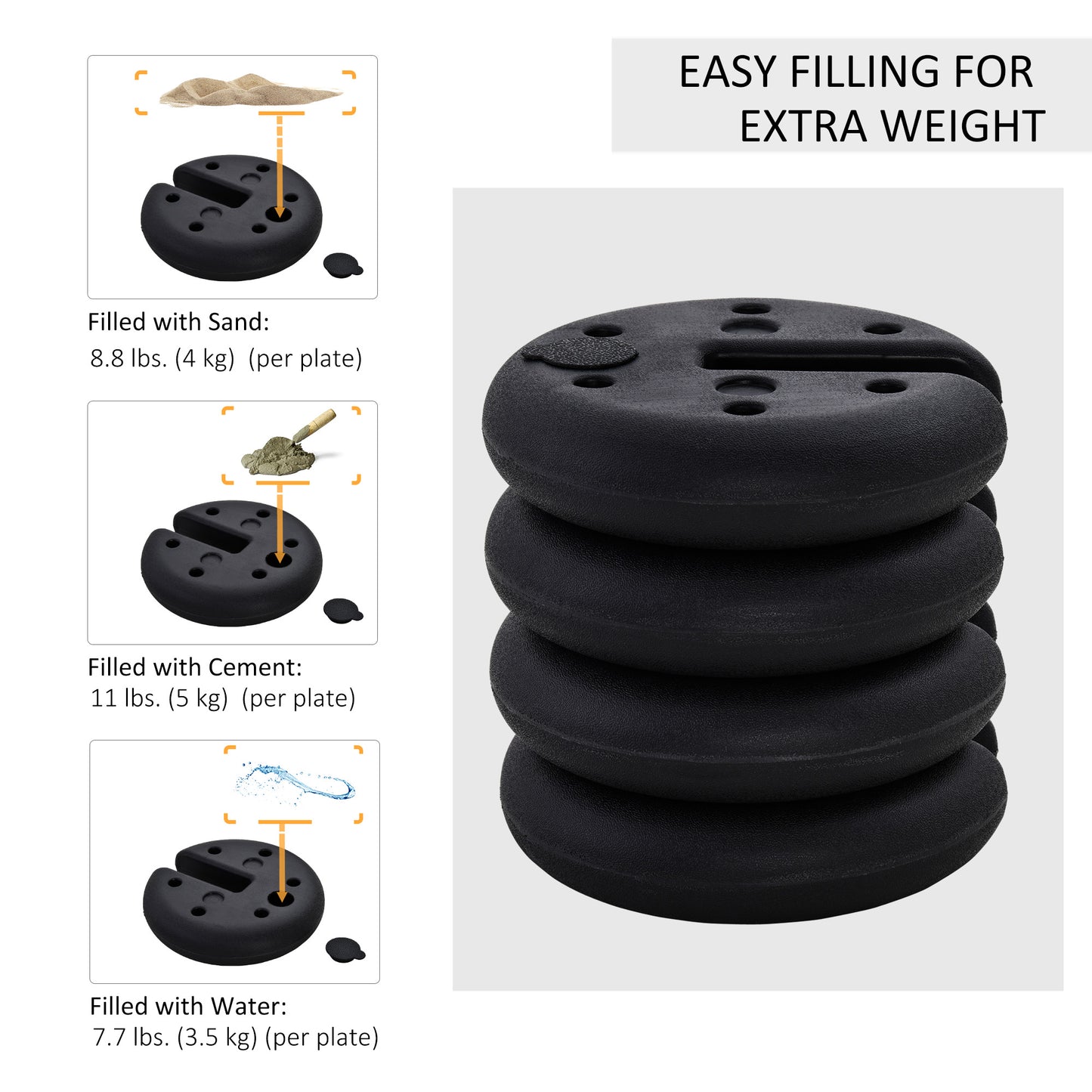 Set of 4 Party Tent Canopy Weight Plate Kit Gazebo Pop Up Tent Anchor Base Weights Canopy Shelter Leg Weights