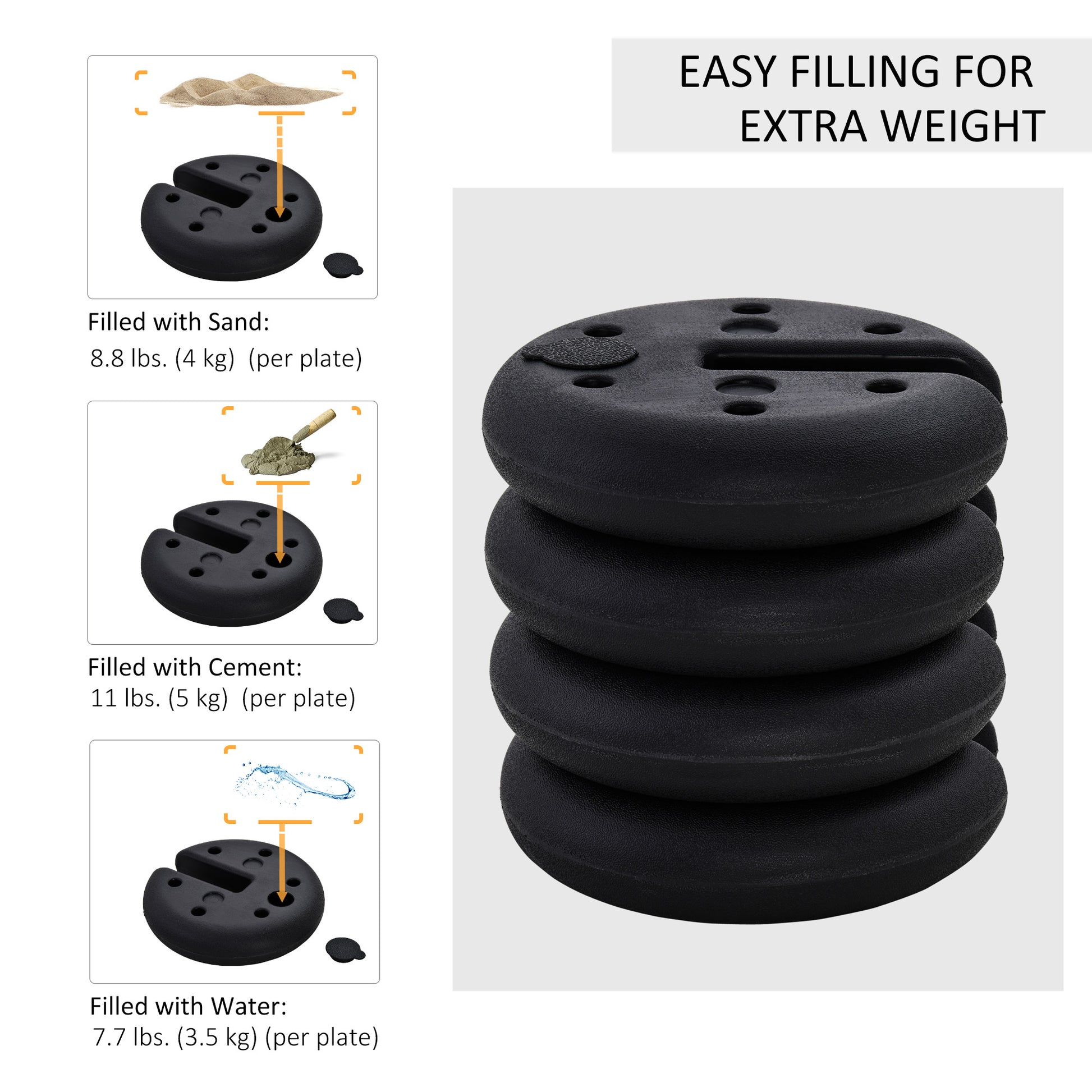 Set of 4 Party Tent Canopy Weight Plate Kit Gazebo Pop Up Tent Anchor Base Weights Canopy Shelter Leg Weights