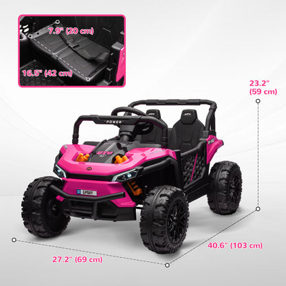 Qaba 12V Kids Ride On Car, Toy Truck with Remote Control, Spring Suspension, LED Headlights, 3 Speeds, Pink