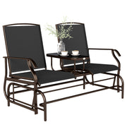 Patio Glider Rocking Chair 2 Person Outdoor Loveseat Rocker Garden Furniture Bench, Black