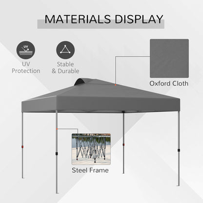 10' x 10' Pop Up Canopy Tent with Airy Top Vents and Wheeled Carry Bag for Outdoor, Garden, Patio, Dark Grey