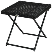 Patio Wicker Coffee Table, Outdoor PE Rattan Garden Folding Side Table, 15.75"x15.75"x15.75", Black