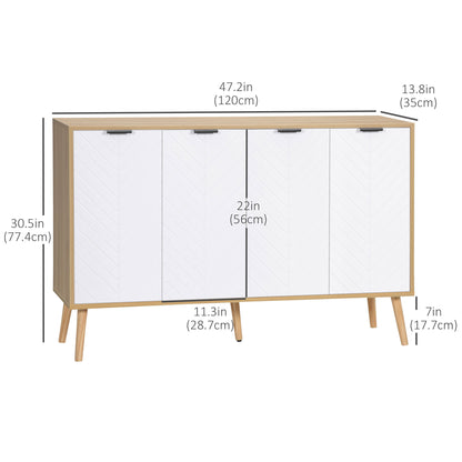 Modern Sideboard and Buffet, Dining Room Cabinet with Adjustable Shelves and 4 Doors, Natural