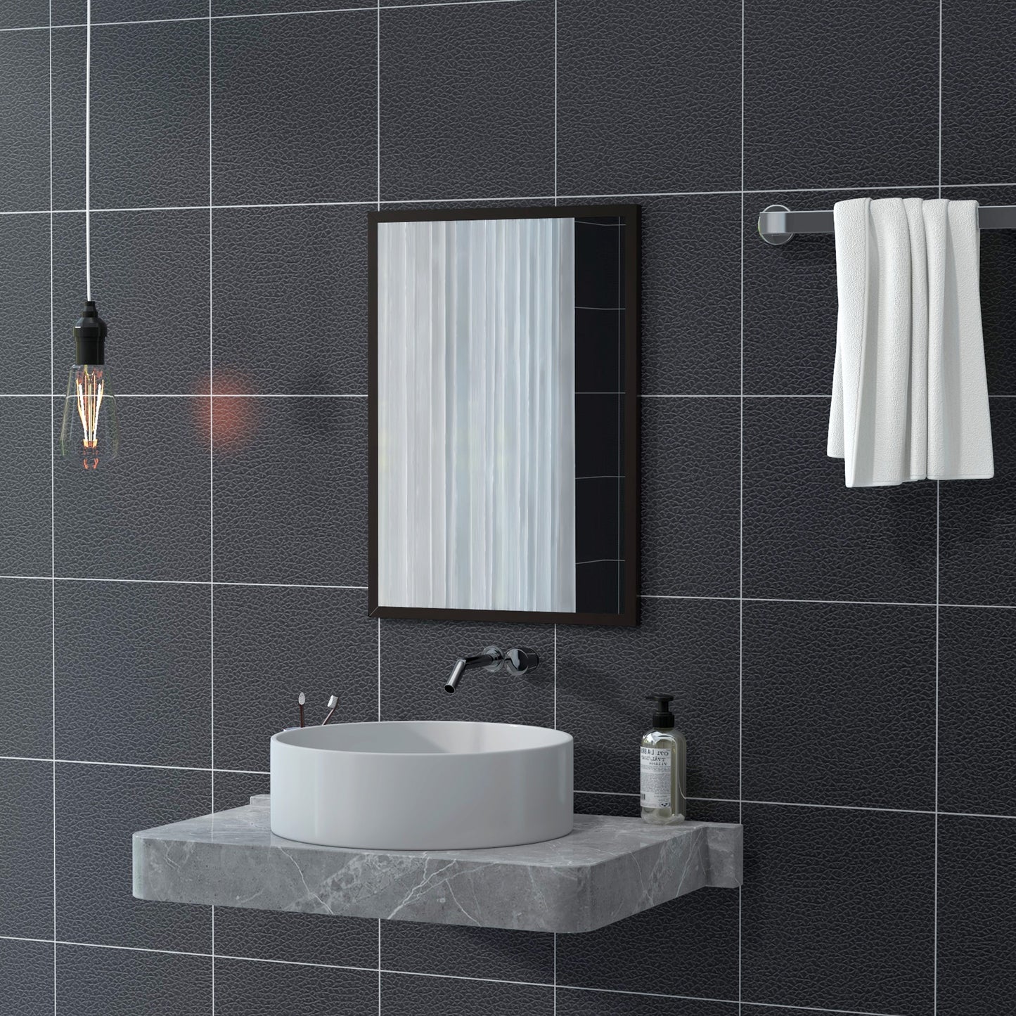 22" x 30" Bathroom Mirror for Wall, Rectangular Mirror for Living Room, Bedroom, Entryway, Black