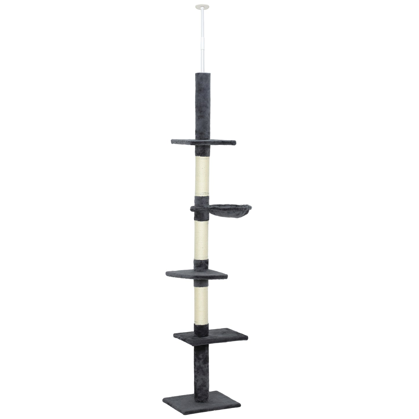 8.5ft Cat Climbing Tree 5-Tier Kitty Activity Center with Scratching Post Dark Grey