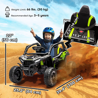 Qaba 12V Ride on Truck, Licensed KAWASAKI TERYX KRX 2WD Kids Electric Car with Rear Suspension for 3-8 Years, Black
