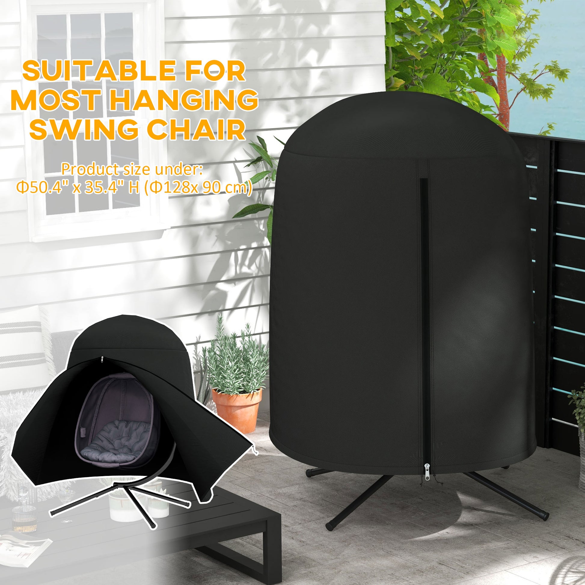 Egg Chair Cover, 420D Oxford Fabric Waterproof Anti-dust Furniture Protector for Φ50.4" x 74.8" H Stand, Black
