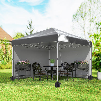 10' x 10' Pop Up Canopy with Sidewalls, Roller Bag, Height Adjustable Instant Tent for Outdoor, Garden, Patio, Grey