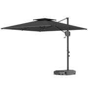 Square Cantilever Patio Umbrella, Double Top Patio Hanging Offset Umbrella with Crank & Tilt, 8' x 9', Dark Grey