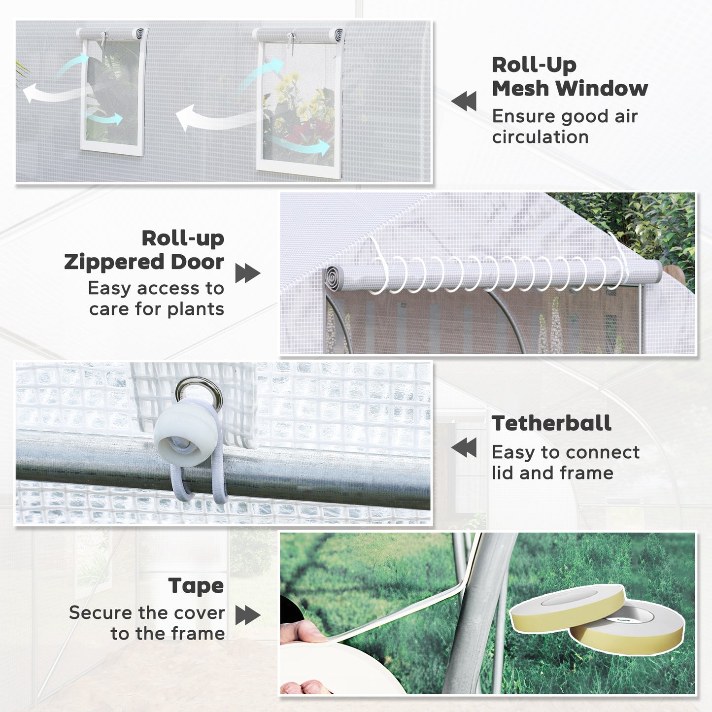 20x10x7ft Walk-in Steeple Greenhouse Outdoor Backyard Plant Seed Growth Tunnel Shed Warm House with 2 Anchor Way White