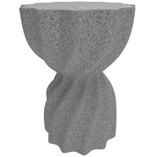 Spiral Decorative Garden Stool, Flower Top Outdoor Stool Side Table Plant Stand Footstool for Indoor Outdoor, Grey