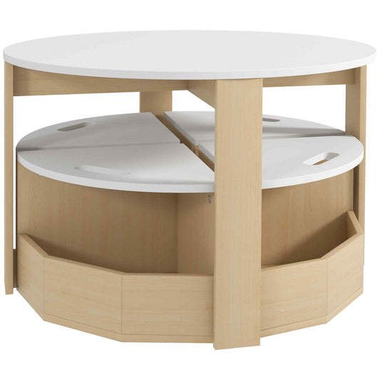 Qaba 5 Piece Kids Table and Chair Set with Storage for Kids Room, White