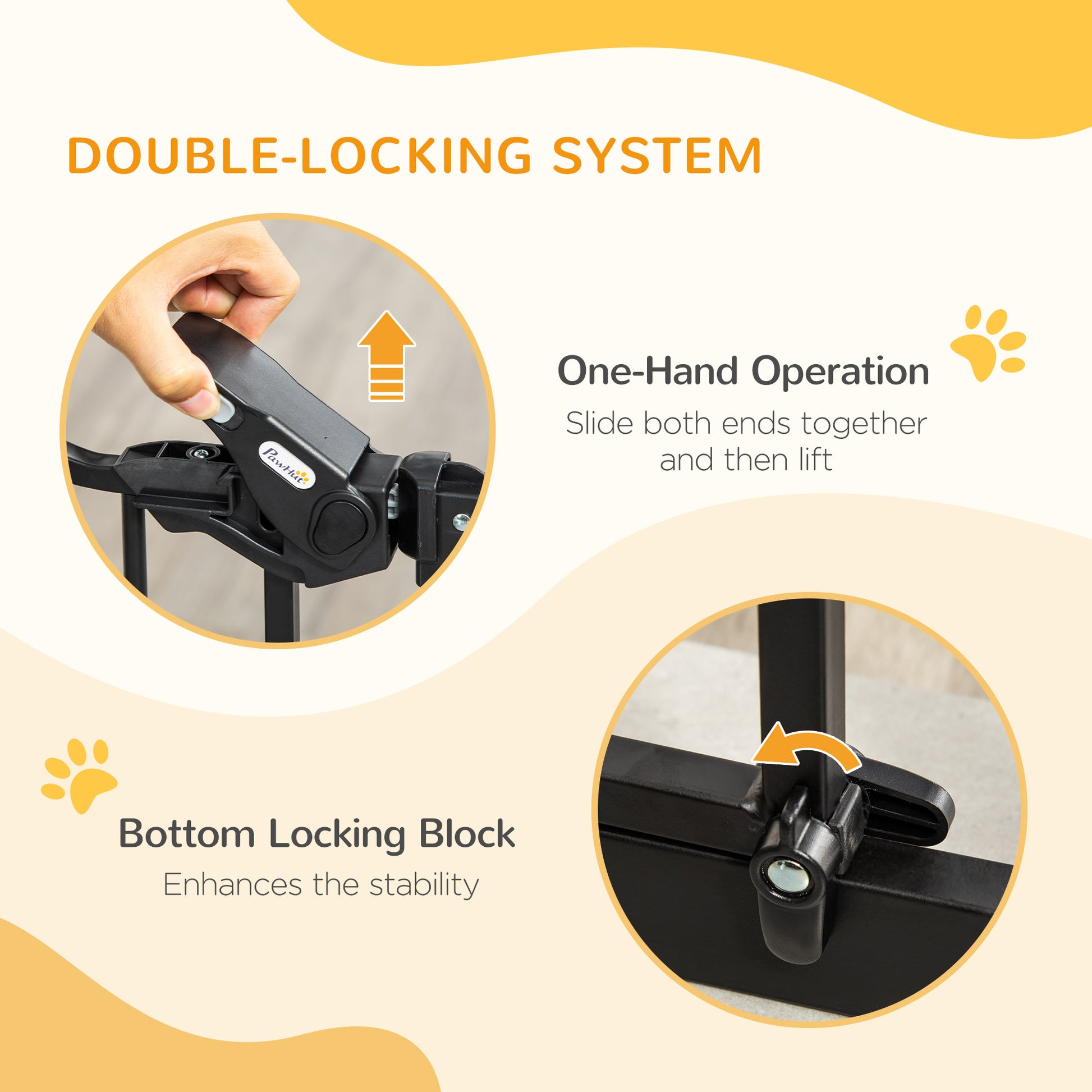 29.1''-41.3'' Extra Wide Dog Gate with Cat Door, Stair Pressure Fit, Auto Close, Double Locking, for Doorways, Hallways