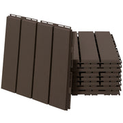 9 Pcs PP Interlocking Composite Deck Tile, 12" x 12" Outdoor Flooring Tiles for Indoor and Outdoor Use, Tools Free Assembly, Brown
