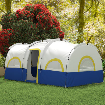 4-6 Person Camping Tent, 3 Room Cabin Tent, 3000mm Waterproof and UPF30+ with Sewn in Groundsheet and Carry Bag, Blue