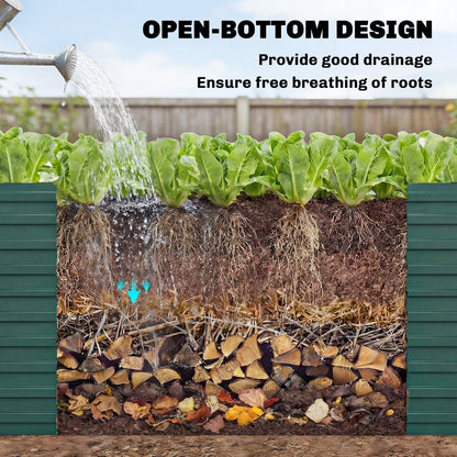 5' x 3' x 2' Raised Garden Bed, Galvanized Planter Box for Growing Flowers, Herbs and Vegetables, Green
