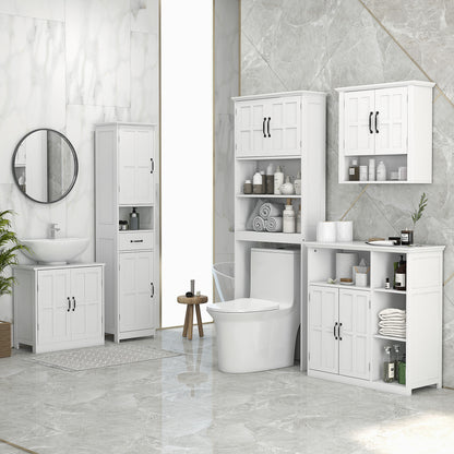 Wall Mount Bathroom Cabinet, Storage Organizer Kitchen Cupboard with 2 Doors and Adjustable Shelf White