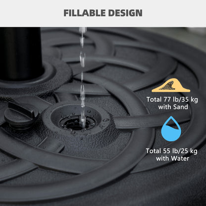 77 lb Heavy Duty Patio Umbrella Base, 22" Round Market Umbrella Stand for Deck, Outdoor, Backyard, Black